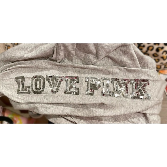 VS Pink HTF Victoria’s Secret Campus Bling Sequin Long Sleeve Tee Shirt L - Picture 7 of 7